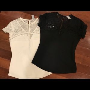 Lot of 2 NWOT - black and white lace blouse